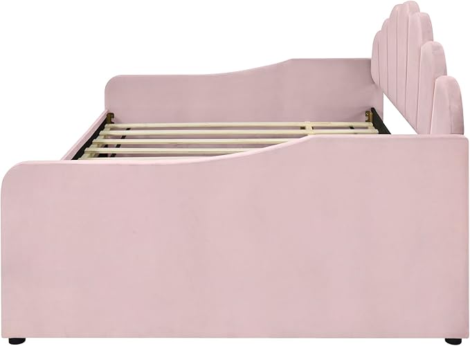 Bellemave Full Size daybed with Trundle for Adults, Kids, Girls, Teens, Full Size daybed with Trundle for Living Room, Velvet, Pink