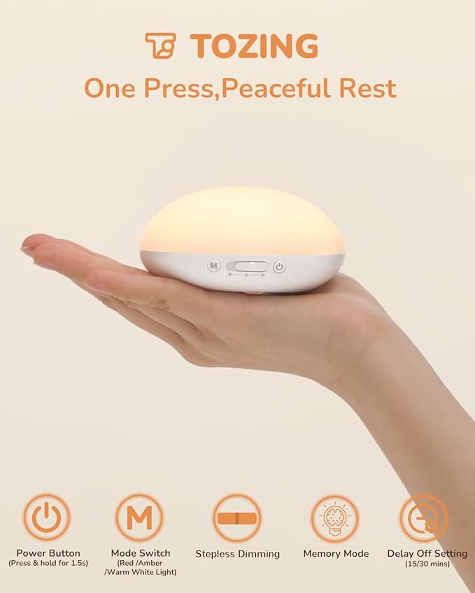 Baby Night Lights for Nursery – Portable Night Light with Minimalist Design, Nursery Night Light for Breastfeeding, Memory & Timer Modes, Ultra-Long Battery Life