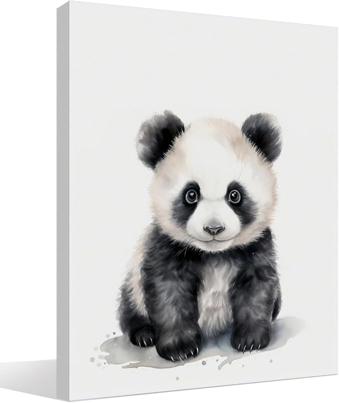 Woodland Nursery Decor, Baby Room Decor, Panda Wall Art Decorations For Safari Nursery Kids Toddler Boy Girl Room Playroom, Animal Wall Art Prints Poster 11x14 Inches Framed