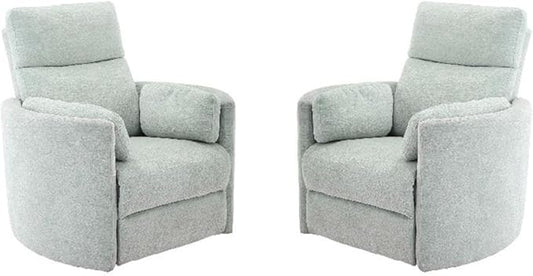 Pemberly Row Modern Turquoise Fabric Power Swivel Glider Recliner (Two Pack) with USB Charging Ports for Living Room