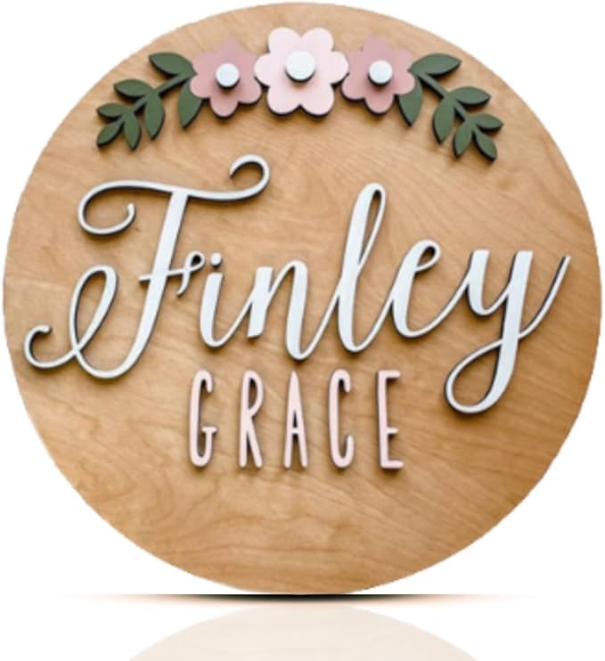 Personalized Wooden Name Sign - Custom Baby Name Signs for Nursery & Kids Room, Baby Announcement Sign, Wall Name Signs Personalized, Round Wooden Letters for Nursery Decor (Round Name)