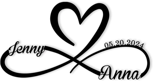 Personalized Metal Signs Wedding Gifts | Custom Metal Sign Art Wall Decor with Name and Date | for Couple Parents | Housewarming Couples Gift | Home Decor Sign