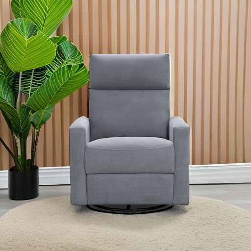 Nurture& The Glider Plus - Premium Nursery Power Recliner | Swivel Chair with Adjustable Head Support and Adjustable Lumbar Support | Built-in USB - The Ultimate Comfort for Nursing, Relaxing (Gray)