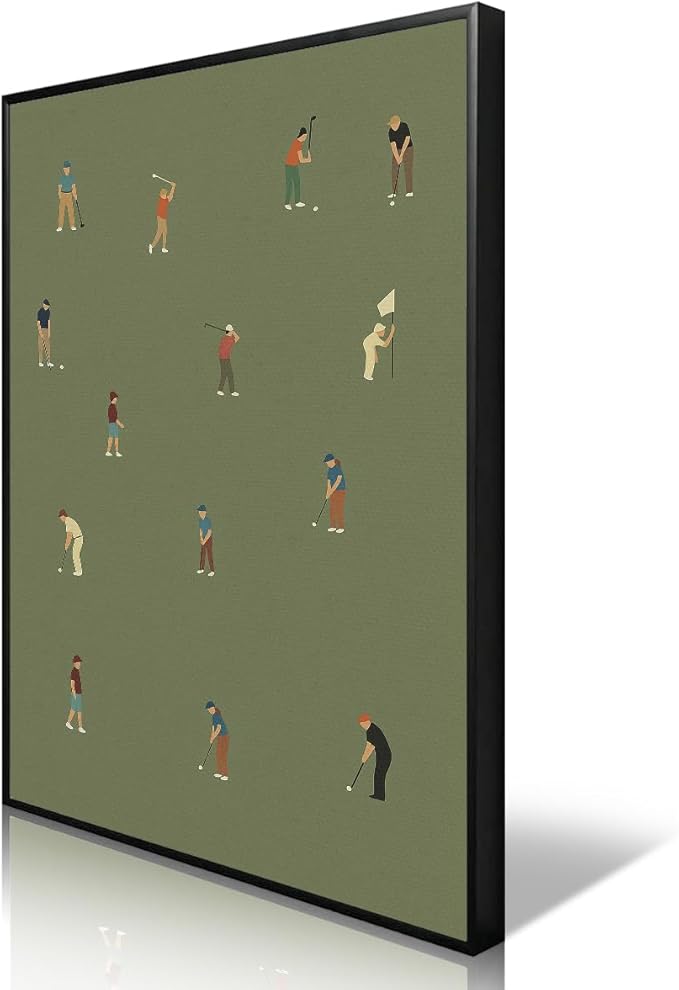 Golf Canvas Wall Art, Baby Boy Nursery Sports Posters, Animal Athletes Elephant Rabbit Pictures, Little Legend Charming Quote Print, Kids Bedroom Golf Course Wall Decor 16x24in Wrapped Canvas