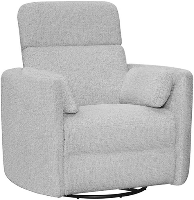Pemberly Row Manual Swivel Glider Recliner Chair in Angora Linen (Set of 2) with USB Charging Ports and 2 Comfort Pillows for Living Room