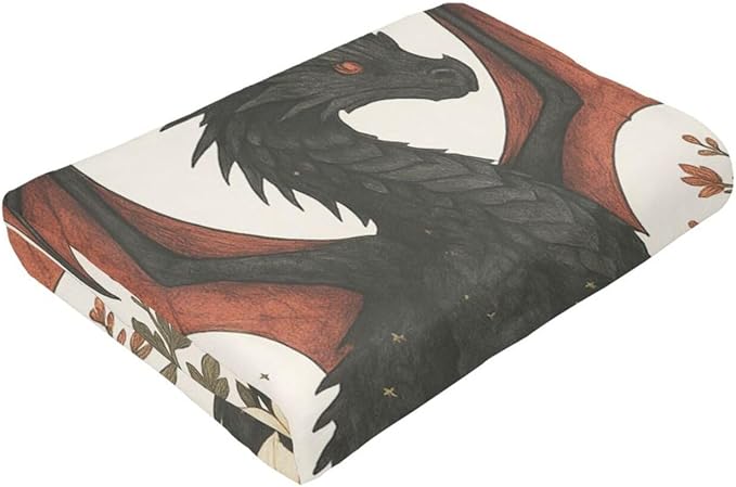 Black Dragon Blanket Floral Dragon Throw Blanket Soft Cozy Fleece Fuzzy Stuffed Plush Flannel Gifts for Girls Women Boys Kids Adults 40''x50''