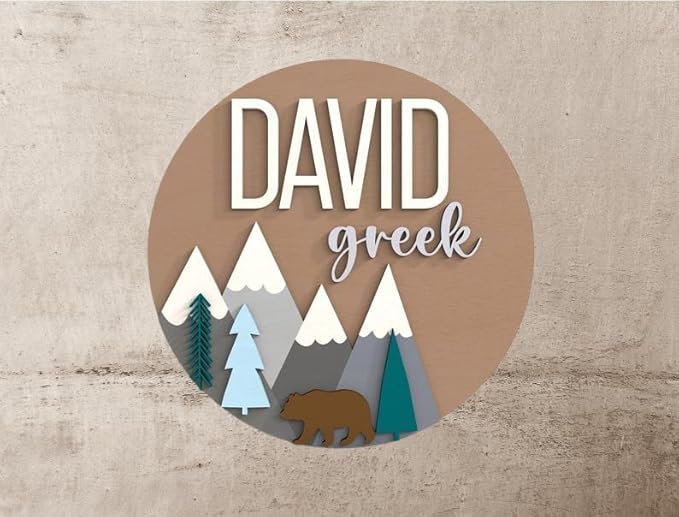 Personalized Wooden Name Sign for Nursery -Bear Custom Name Sign Baby Room Decor, Signs for Kids Room Wall Decor, Gift for Baby Shower, Newborn