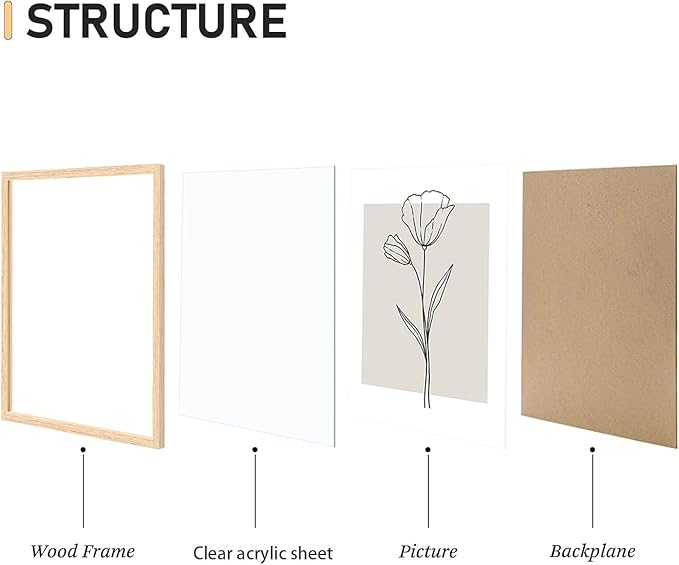 CHMMART 3 Piece Neutral Flower Framed Wall Art Beige Minimalist Floral Canvas Art Prints Boho Botanical Line Pictures Wall Decor Artwork Painting for Living Room Bedroom Office 16x20in