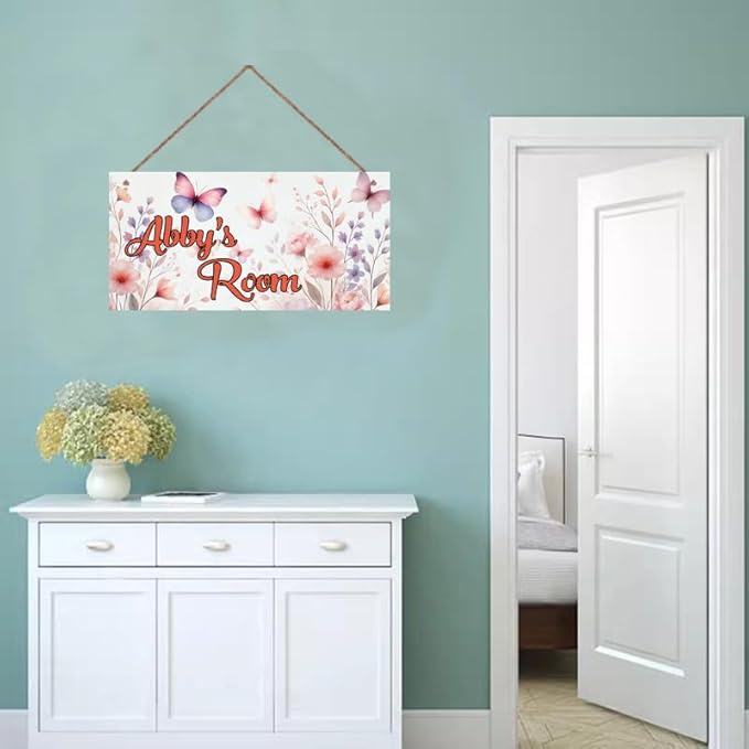 Personalized Name's Butterfly Door Sign, Butterflies Theme Wall Art Decor Gift, Bedroom Nursery Kids Room Decor