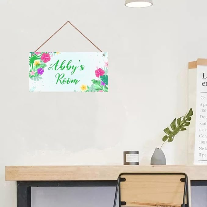 Personalized Flower Floral Grass Sign For Kids Room Door Custom Name Girls Room Decor Wall Art Toddler Baby Nursery Wood Plaque For Little Man Cave