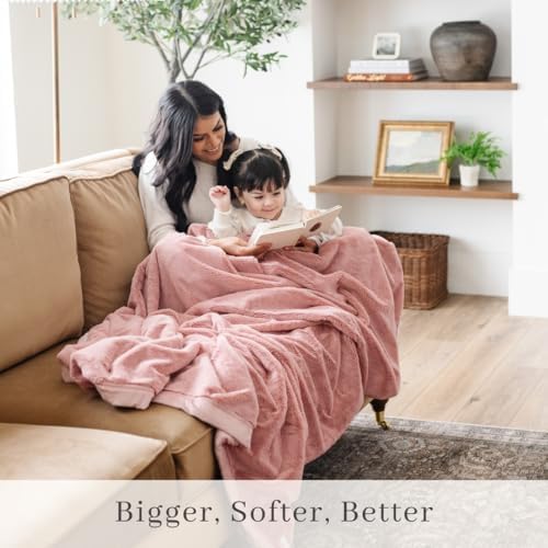 SARANONI Oversized Luxury Blanket | Breathable Super Soft, Lush, Plush Comfy Blankets for Adults | Ballet Slipper Pink - X-Large 60” x 80”
