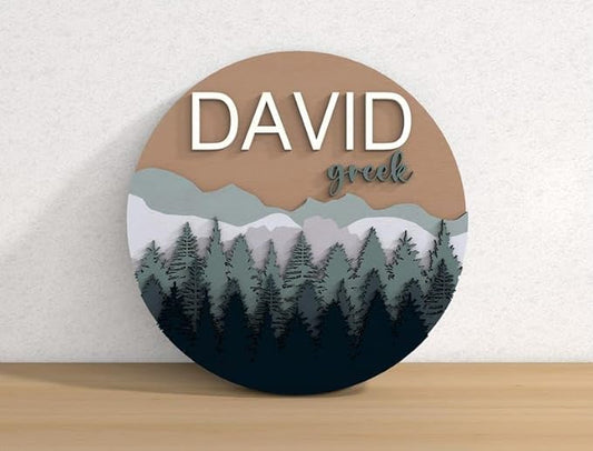 Personalized Wooden Name Sign for Nursery - Cute Tree Custom Room Name Signs for Bedroom Decor, Gift for Baby Name Signs for Kids Room