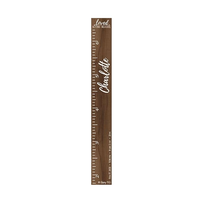 Wooden Kids Growth Height Chart Ruler for Boys and Girls Painted (The No Tippy Toes - Loved Beyond Measure) Back40Life