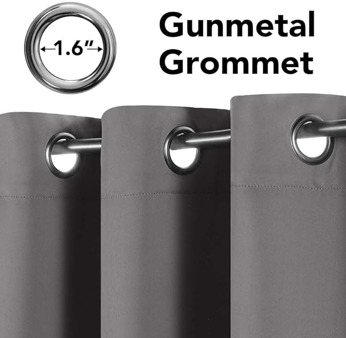 H.VERSAILTEX Premium Blackout Thermal Insulated Room Darkening Curtains for Bedroom/Living Room - Classic Grommet Top (2 Panels, Grey, 52 Inch by 45 Inch)
