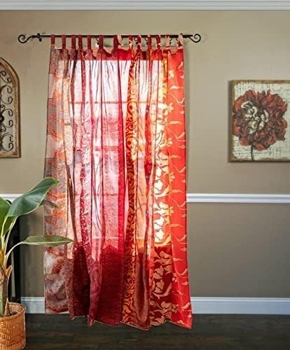 YILLE 1 Piece Silk Saree Curtain - Boho, Window, Room Curtain for Home Decor LightWieght Aesthetic Vibe