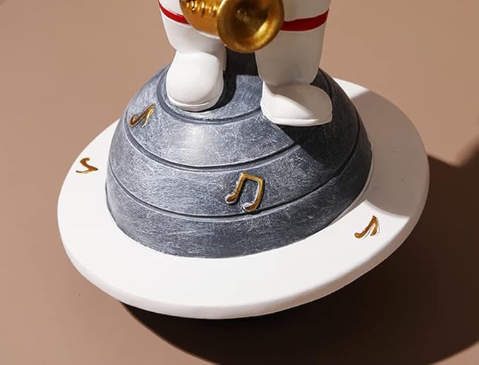 Paimuni Figurine Home Decor Resin Astronaut Statue Collectible Spaceman Sculpture Decorative Music Ornament for Desktop Bookshelf Office Living Room