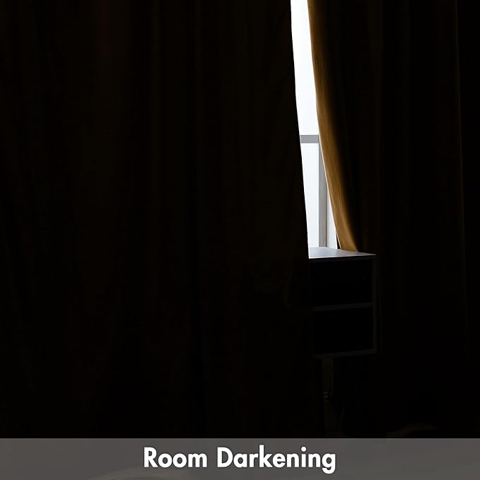 MIULEE Golden Brown Velvet Curtains Thermal Insulated Blackout Curtain Drapes for Bedroom Living Room Darkening 96 Inches Long Curtains Panels Rod Pocket Set of 2