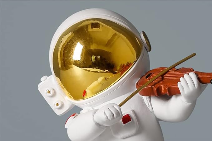 Paimuni Figurine Home Decor Resin Astronaut Statue Collectible Spaceman Sculpture Decorative Music Ornament for Desktop Bookshelf Office Living Room