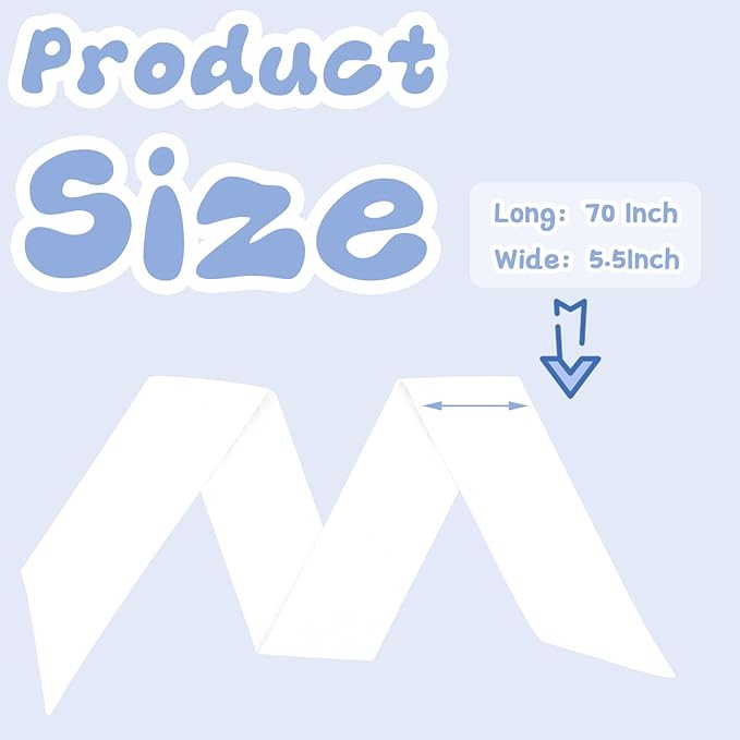Newborn Swaddle Sash, Soft Cotton Bow Decorative Strap for Swaddles, Adorable Maternity Bow Sash, 70x5.5 Inch, White