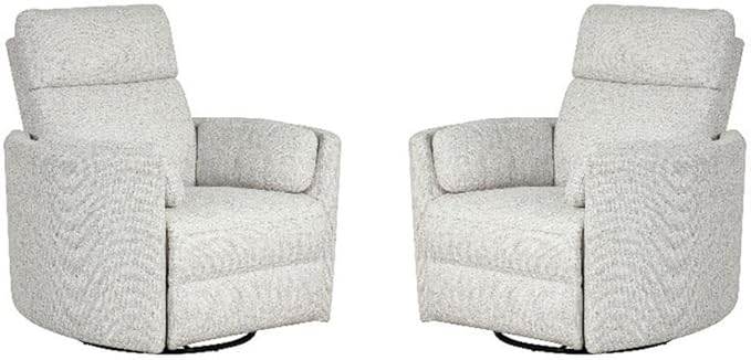 Pemberly Row Beauty Quartz Power Swivel Glider Recliner (Two Pack) with USB Charging Ports and 2 Comfort Pillows for Living Room