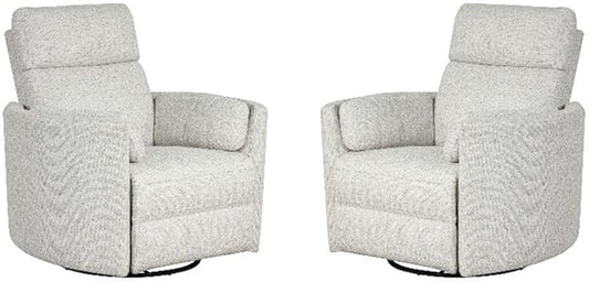 Pemberly Row Beauty Quartz Power Swivel Glider Recliner (Two Pack) with USB Charging Ports and 2 Comfort Pillows for Living Room