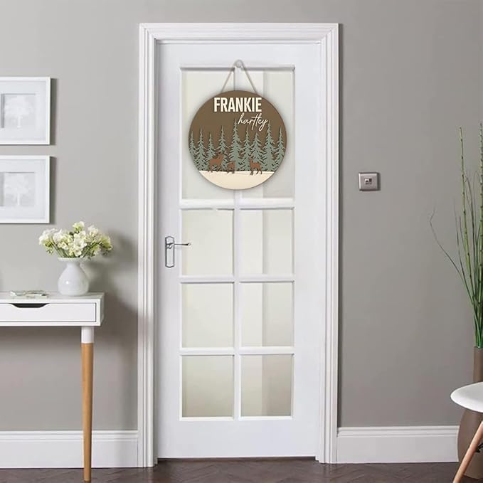 Woodland Animal Room Decor – Custom Wooden Name Plaque with Forest Background – Baby Nursery Sign, Door Decor, Bedroom Wall Hanging for Boys or Girls