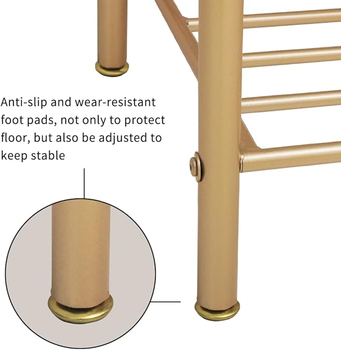 Gold Clothing Rack Freestanding Industrial Garment Rack with Double Shelves Heavy Duty Metal Modern Clothes Rack Stand Multi-functional Coat Hanger Rack Stand for Boutiques Bedroom