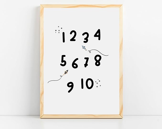 VUVUKU Nursery Prints Space Themed Alphabet Poster Boys Room Decor Baby Boy Kids Playroom Wall Art Outer
