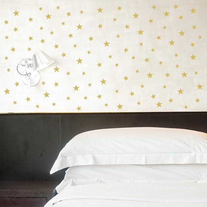 112-Piece Gold Star Wall Stickers – Mix Sizes (1.2", 1.6", 2") Self-Adhesive Premium Vinyl Stars for Bedroom, Nursery, and Kids Room Décor – for Walls, Furniture & Glass