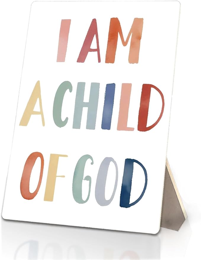 Baby Girls Boys Nursery Decor - Boho I Am a Child of God Christian Wooden Stand Sign, Nursery Decor, 5x7 Inch