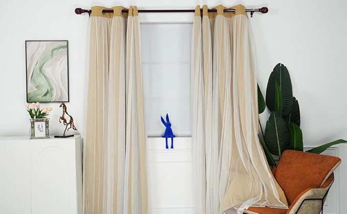 INLINAS 52 x 84 Inches Gold Blackout Curtains with Sheer Overlay - Back Tab and Rod Pocket Thermal and Noise Reduction Panels for Bedroom and Living Room Light Blocking and Energy Saving, Set of 2