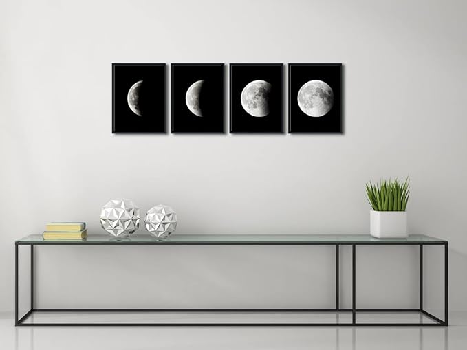 Wieco Art Framed Wall Art Modern Giclee Canvas Prints Artwork Abstract Space Black and White Pictures to Photo Paintings on Canvas Wall Art for Home Office Decorations Wall Decor