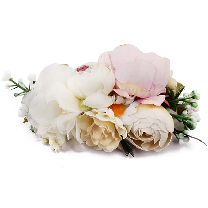 Baby Girl Floral Headbands- 3pcs Nylon Headband Handmade Flower Crown Elastic Hairband Newborn Toddler Hair Accessories Gifts for Girls （1-6 years old）