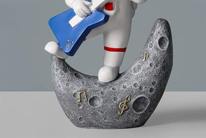 Paimuni Astronaut Figurine Resin Spaceman Statue White Gold Sculpture for Bookshelf Office Desktop Living Room