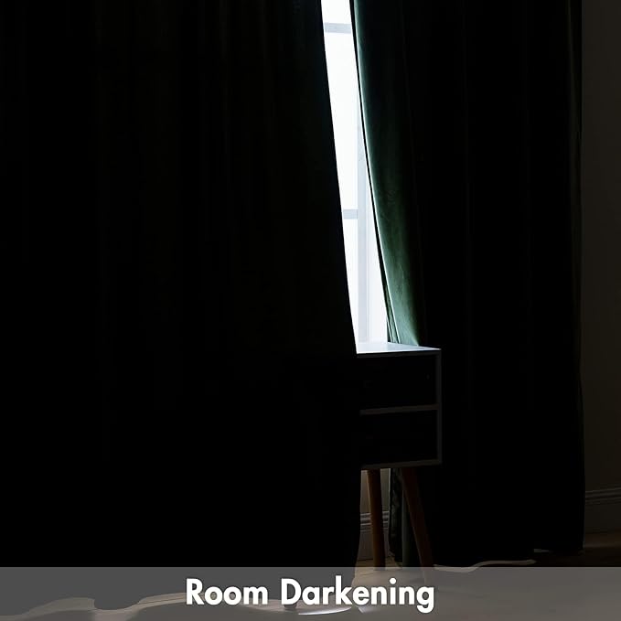 MIULEE Olive Green Velvet Curtains Thermal Insulated Blackout Curtain Drapes for Bedroom Living Room Darkening 105 Inches Long Curtains Panels Rod Pocket Set of 2