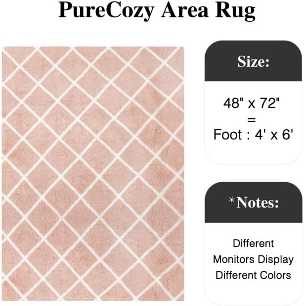4x6 Checkered Rug for Living Room Pink and White Modern Soft Area Rug Fluffy Non-Slip Carpet for Bedroom Playroom Home Aesthetic Decor