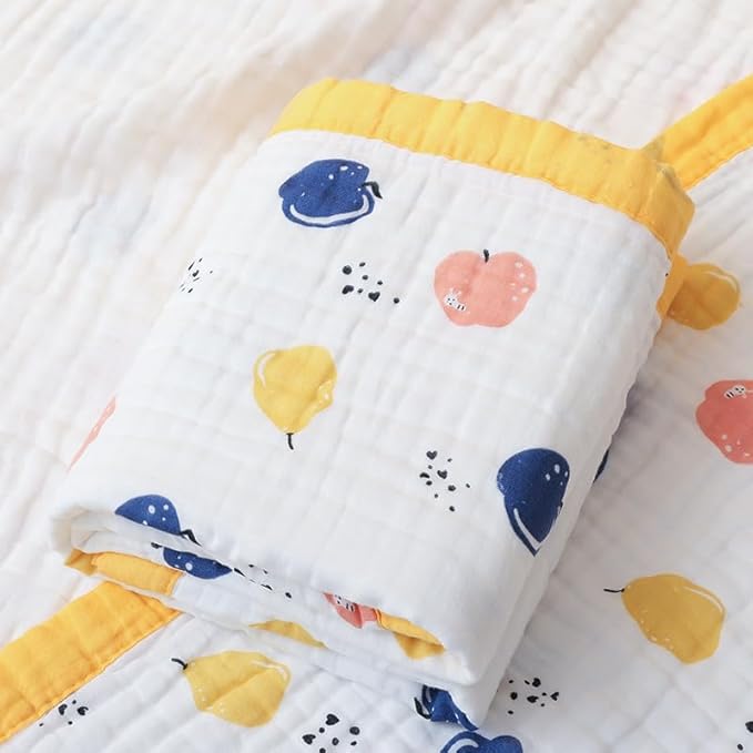 Muslin Baby Blankets, Nursery Blankets for Boys Girls, Swaddle Blankets Neutral Soft Lightweight Toddler and Kids Throw Blankets (Fruit)