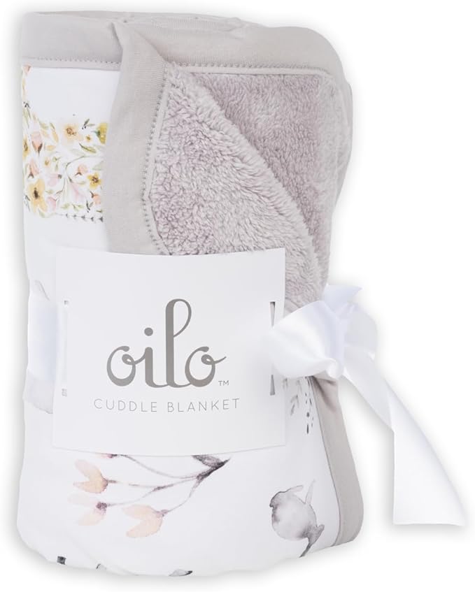 Oilo Baby Blanket, Luxury Soft Plush Chenille Backing & Turkish Cotton Jersey Print, Double Layered, 30" x 40", Rolled Jersey Edge Trim, Machine Washable, Perfect for Infant or Toddlers, Woodland Fawn