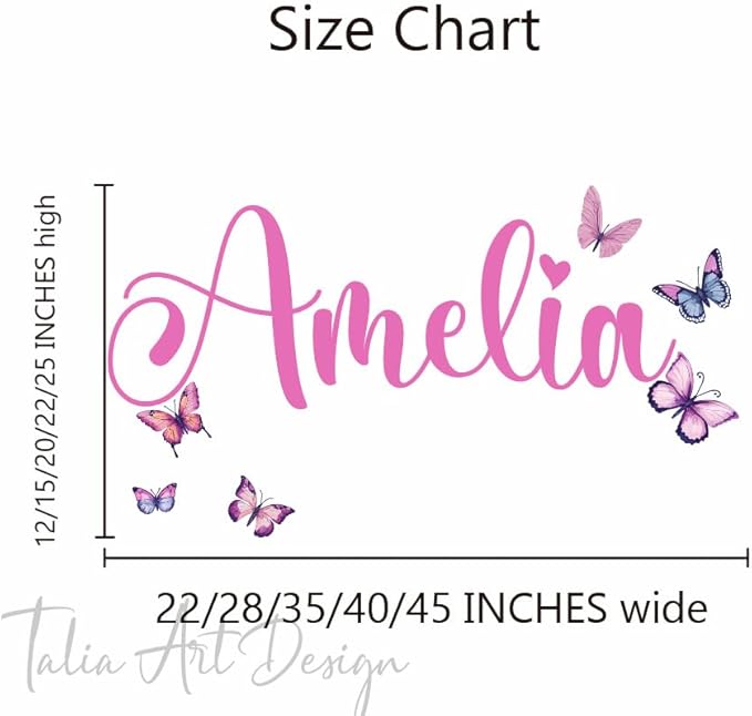 Personalized Wall Sticker with Custom Name,Butterfly Wall Decals for Girls Room and Nursery