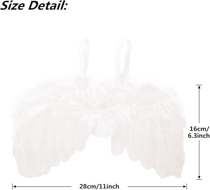 Nishine 2 PACK White Newborn Fuzzy Feather Angel Wings + Headband Set for Baby Cosplay Girls Costume Photography