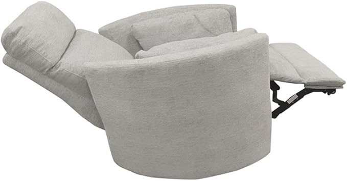 Pemberly Row Polyester Power Swivel Glider Recliner in Mineral White with USB Charging Ports and 2 Comfort Pillows for Living Room