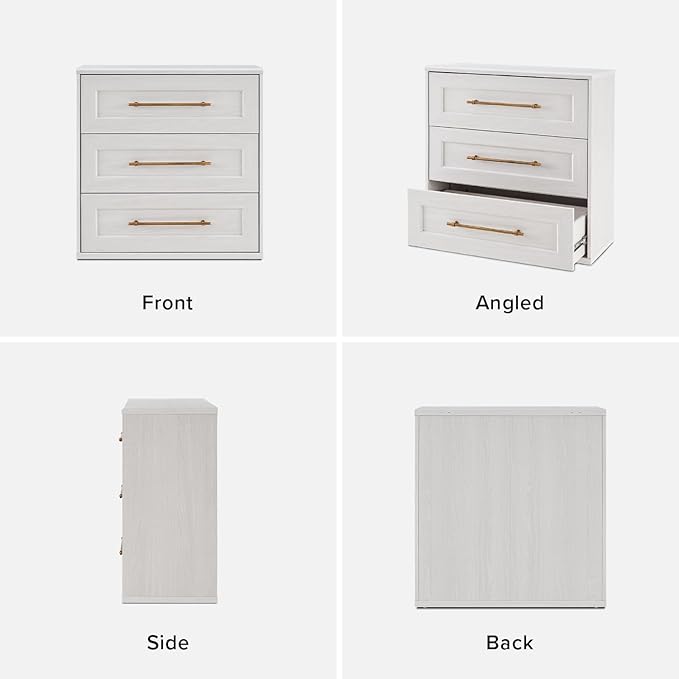 mopio Blake 3 Drawer Dresser for Bedroom, Chest of Drawers, Wood Dresser Organizer, Modern Farmhouse, Tall Night Stand, Enhanced Safety, Sturdy Compliant (2, White Oak, One Size)