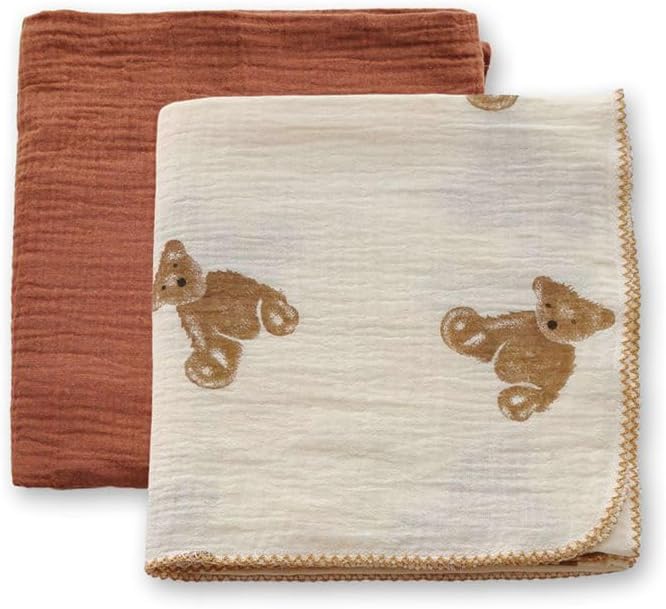 Baby Swaddle Newborn Recieving Blanket 100% Cotton Muslin 2Pack Nursery Wrap Lace Design 40"x40"