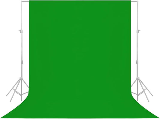 YSKE-Y1 10x7ft Green Photo Backdrop Background, Seamless Fabric Photography Backdrop Curtain Screen for Photoshoot Video Studio Party