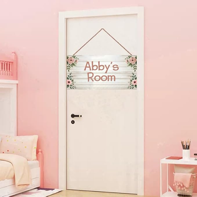 Personalized Door Sign Flowers Girls Bedroom Nursery Personalized Name Wooden Sign Décor For Kids Room