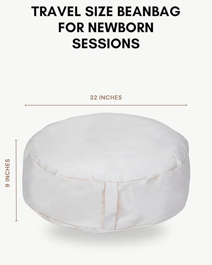 Travel Size Newborn Photography Beanbag 32in| Bean Filling Not Included | Professional Faux Leather Poser | Baby Photo Prop & Pose Pillow Shapable - Newborn Photography Props