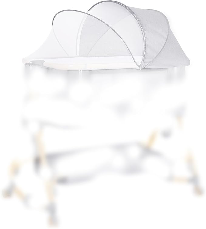 【Only Mosquito Net】 Baby Bassinets Bedside Sleeper 5 in 1,Bedside Bassinet for Baby with Mattress,Diaper Table, Storage Layer,Mosquito Net,7-level adjustable height , one-touch folding (L gray)