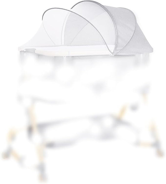【Only Mosquito Net】 Baby Bassinets Bedside Sleeper 5 in 1,Bedside Bassinet for Baby with Mattress,Diaper Table, Storage Layer,Mosquito Net,7-level adjustable height , one-touch folding (L gray)