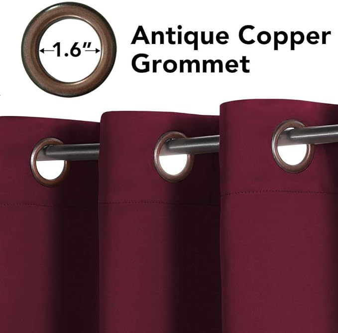 H.VERSAILTEX Christmas Blackout Curtains Premium Blackout Thermal Insulated Room Darkening Curtains for Bedroom/Living Room - Classic Grommet Top (2 Panels, Burgundy, 52 Inch by 45 Inch)