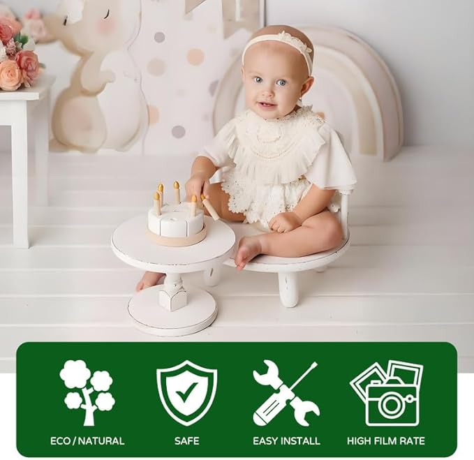 Photography Props Wooden Stool Photo Studio Accessories Semi-Circular Stool Chair White Toddler Photo Props Doll Chair Wood Stool Bench Children Photoshoots Child Photo Props Gift